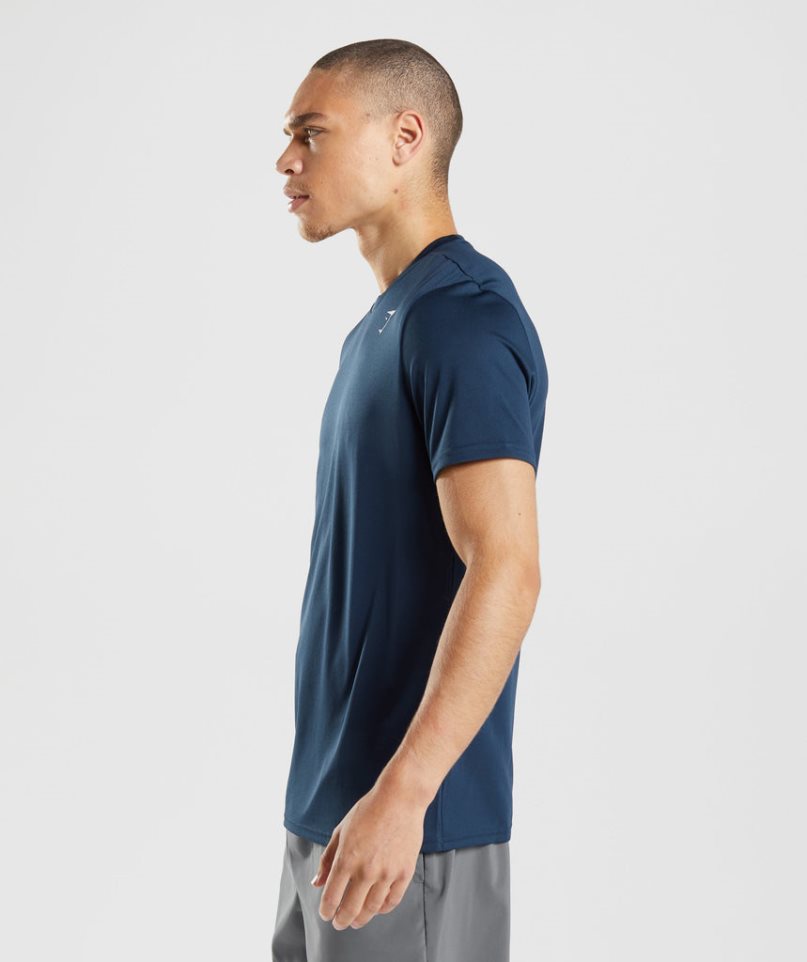 Men's Gymshark Arrival T-Shirts Navy | CA 81N5D6